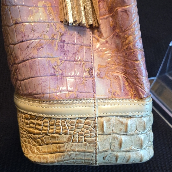 Brahmin Amelia Lilac Whimsy Crocodile Embossed Bucket Bag - Picture 4 of 12